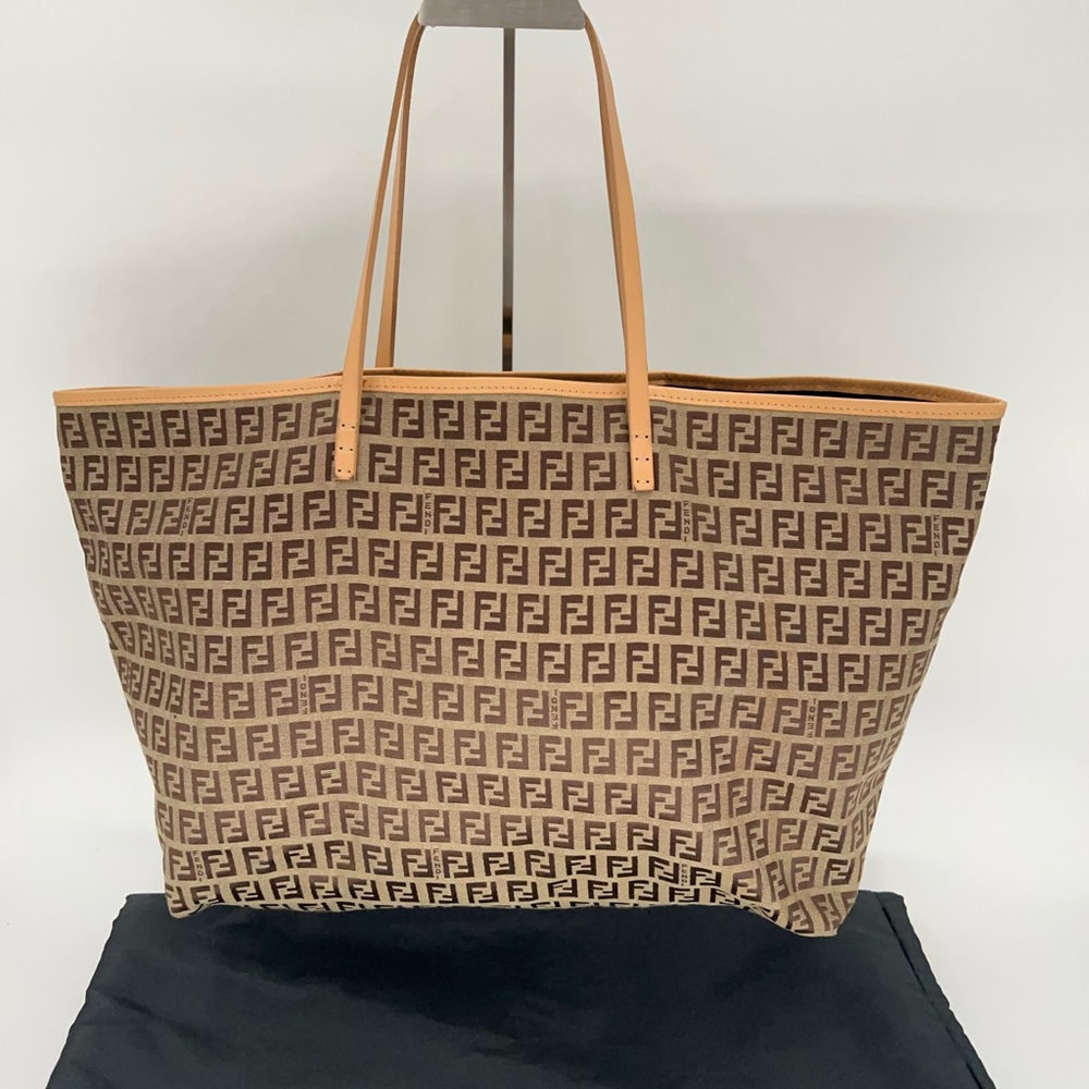 Fendi Zucchino Monogram Jaquard Tote with Pouch and Dust Bag